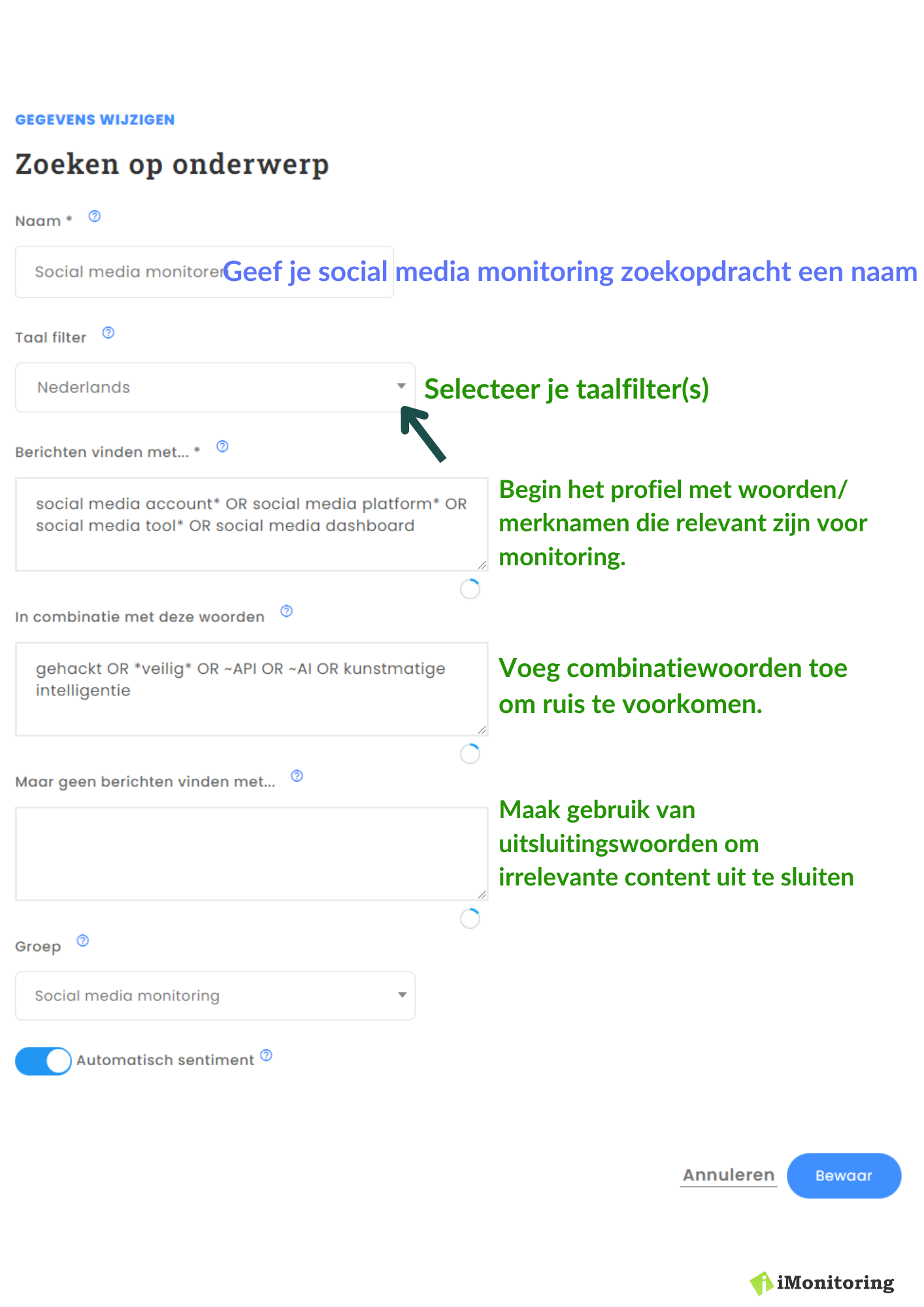 social media monitoring zoekopdrachten