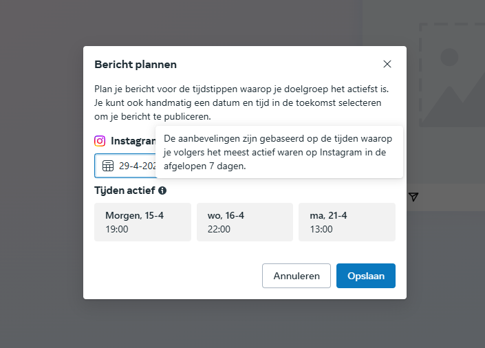 Instagram berichten plannen Meta Business suite