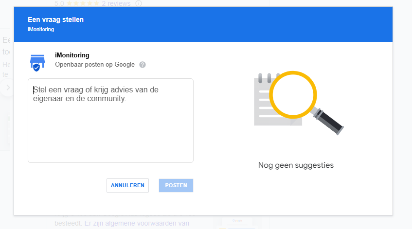 Google My Business – vraag Google My Business - vraag